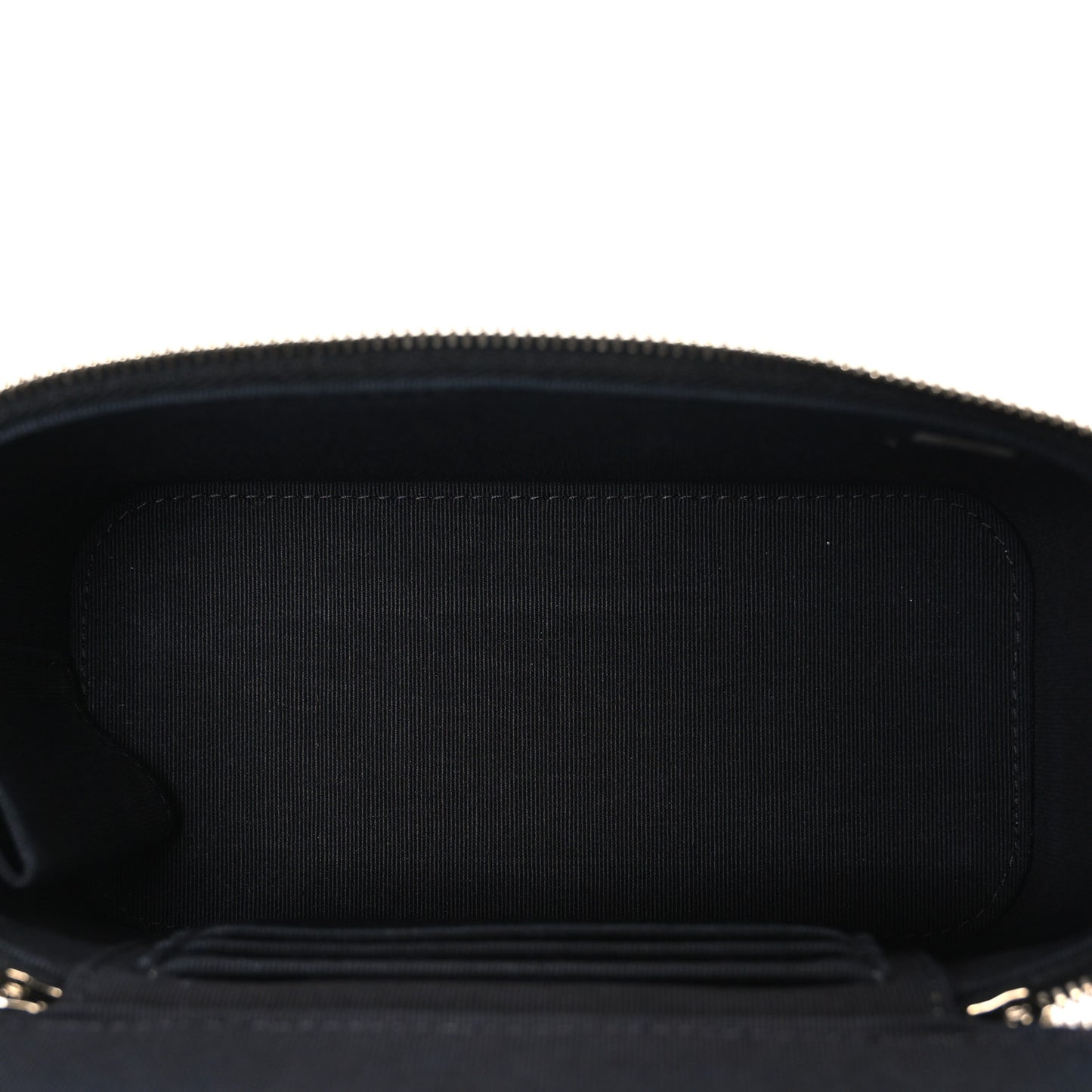 Lambskin Quilted Small Top Handle Vanity Case With Chain Black