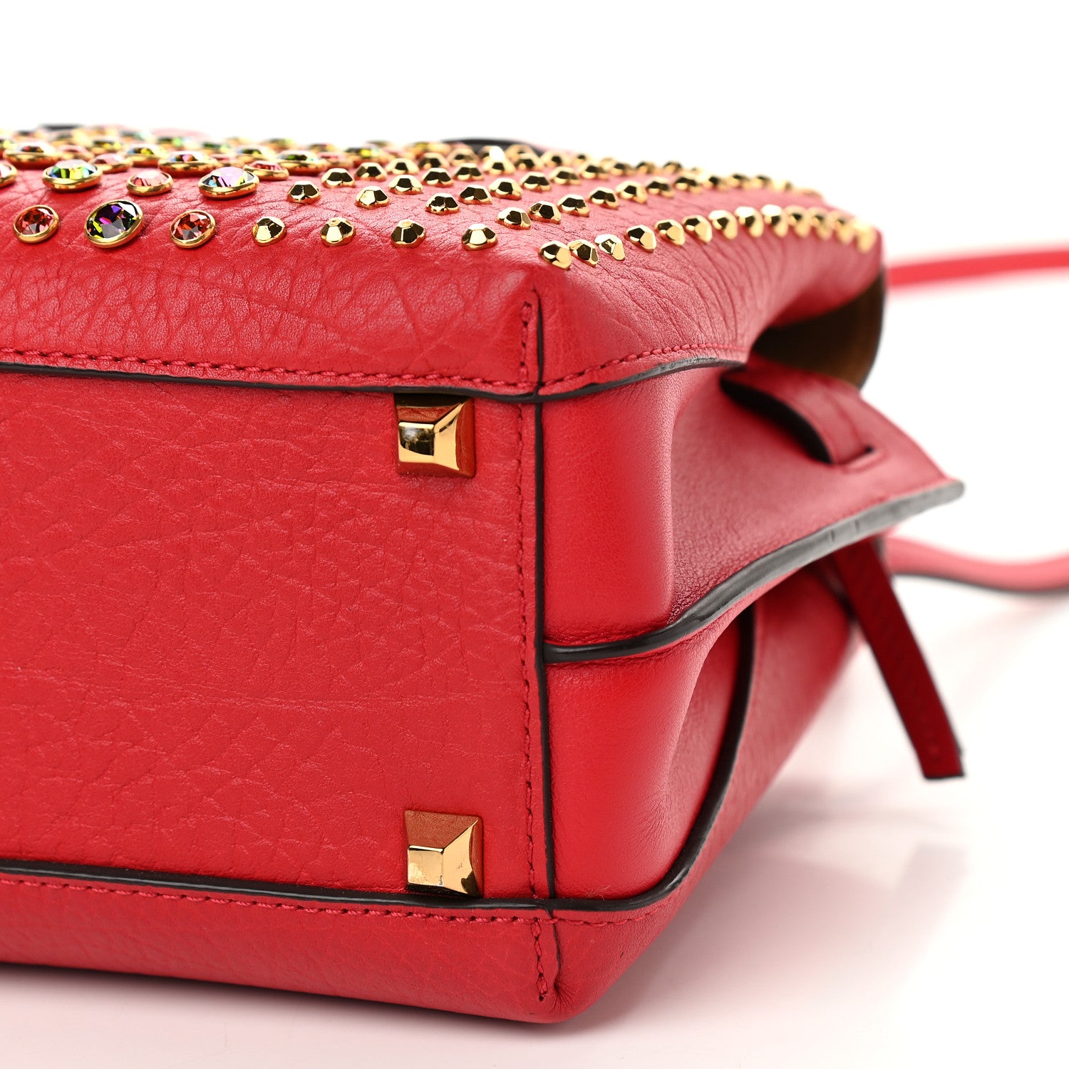 MCM Calfskin Swarovski Crystal Ball Mini Milla Tote Ruby Red 8 of 8