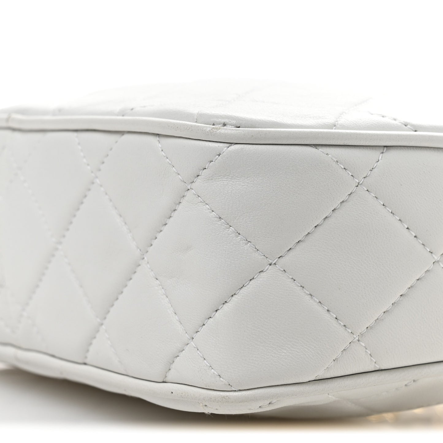 Lambskin Quilted Tassel Camera Case White