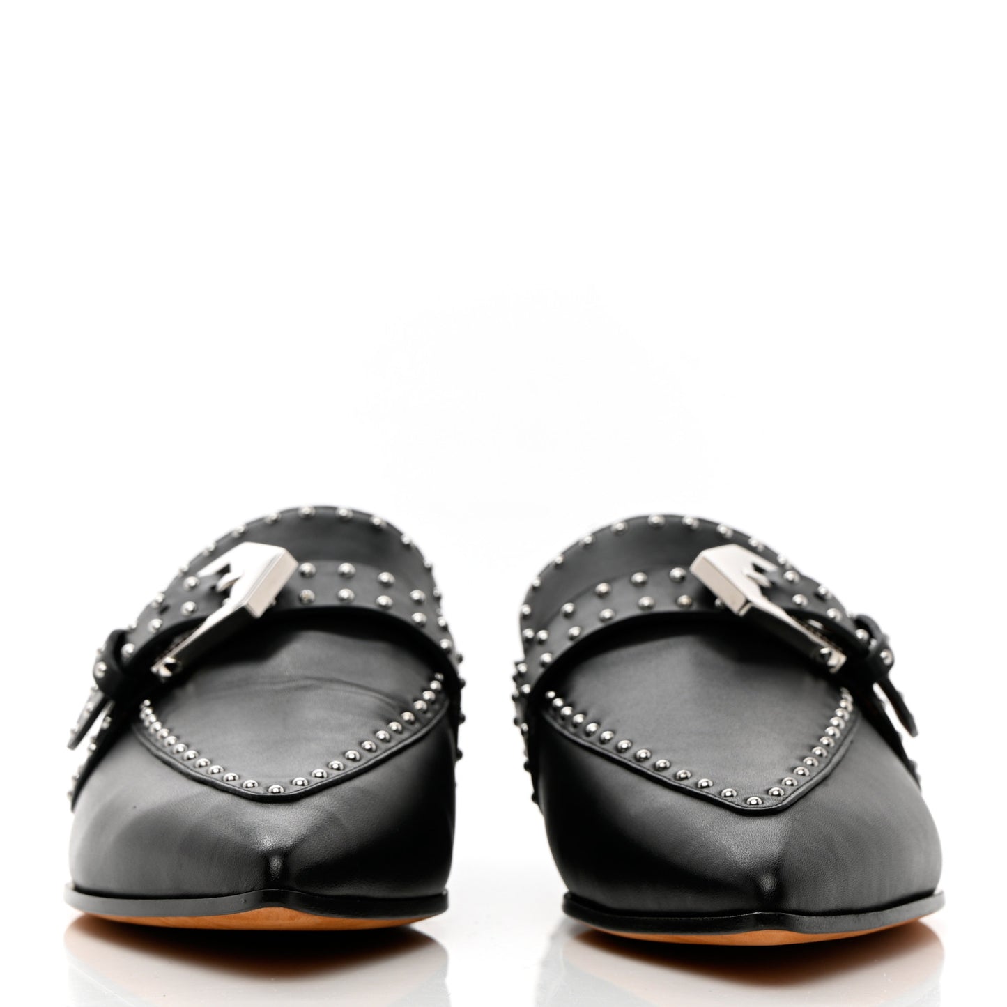 Calfskin Studded Elegant Loafer Mule 37 Black