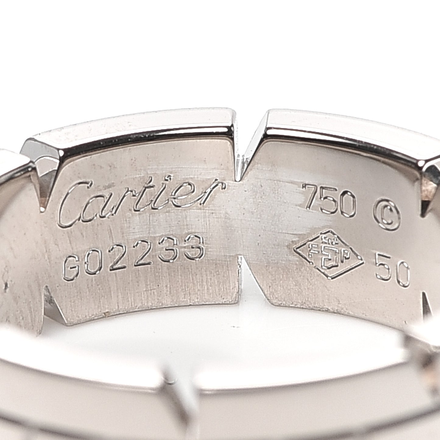 18K White Gold Tank Francaise Band Ring 50 5.25