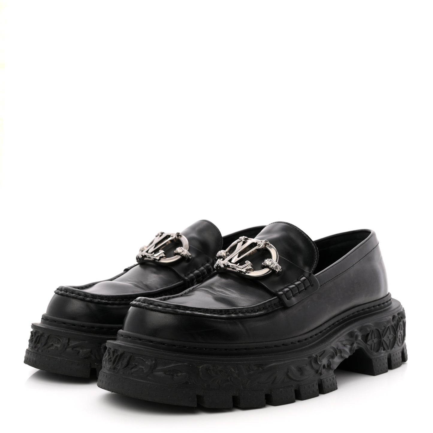 Calfskin Baroque Mens LV Loafers 8 Black