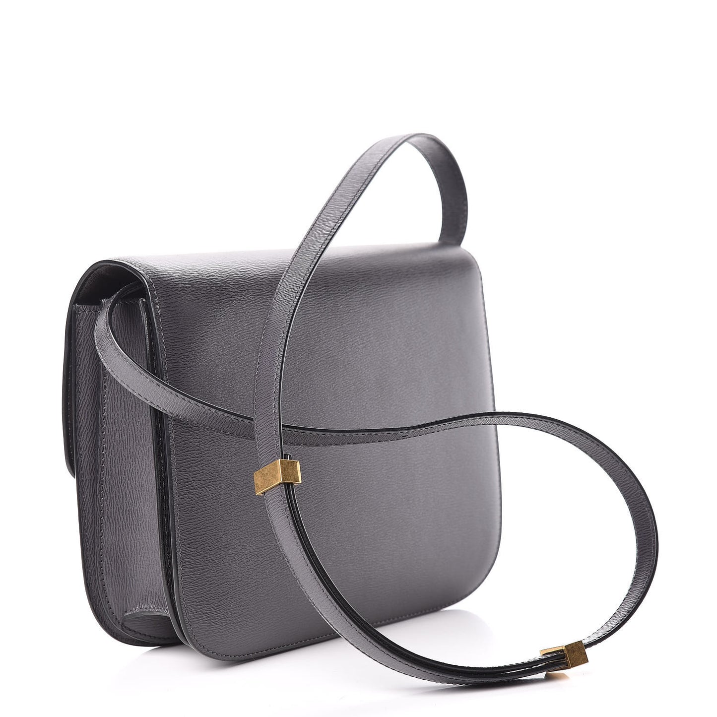 Liege Calfskin Medium Classic Box Flap Bag Grey