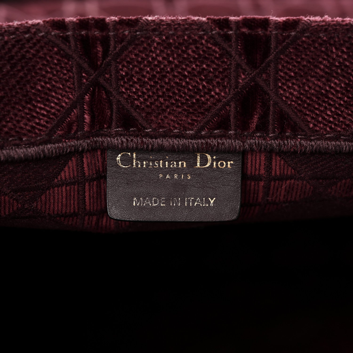 Christian Dior Velvet Cannage Large Book Tote Burgundy 6 of 13