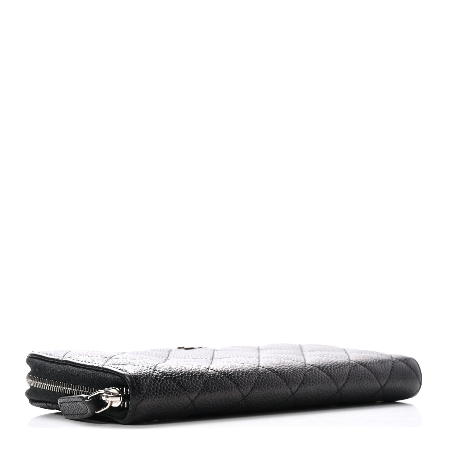 Caviar Quilted Large Gusset Zip Around Wallet Black