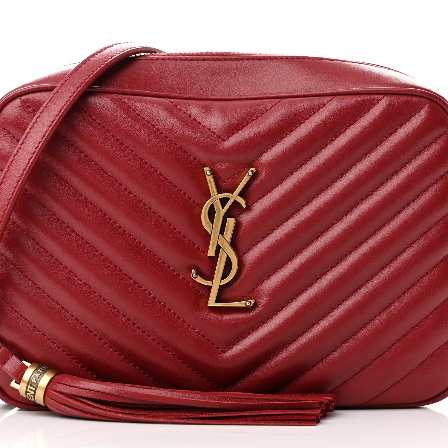 Saint Laurent Calfskin Matelasse Monogram Lou Camera Bag Red 8 of 12