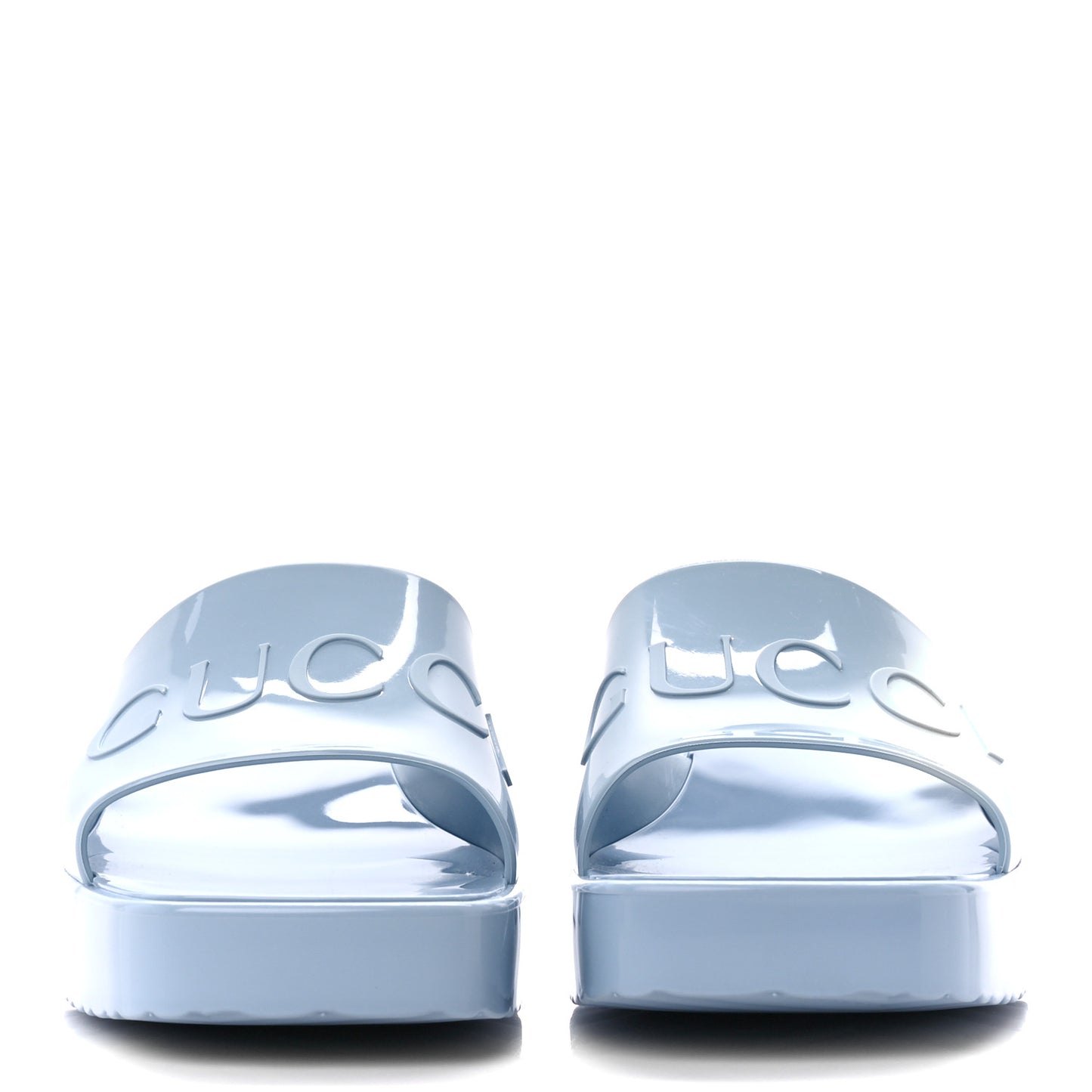 Rubber Gucci Logo Womens Platform 20/60mm Slide Sandals 37 Porcelain Light Blue