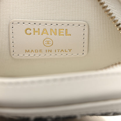 Chanel Tweed Quilted Round Filigree Clutch With Chain White Multicolor 6 of 8