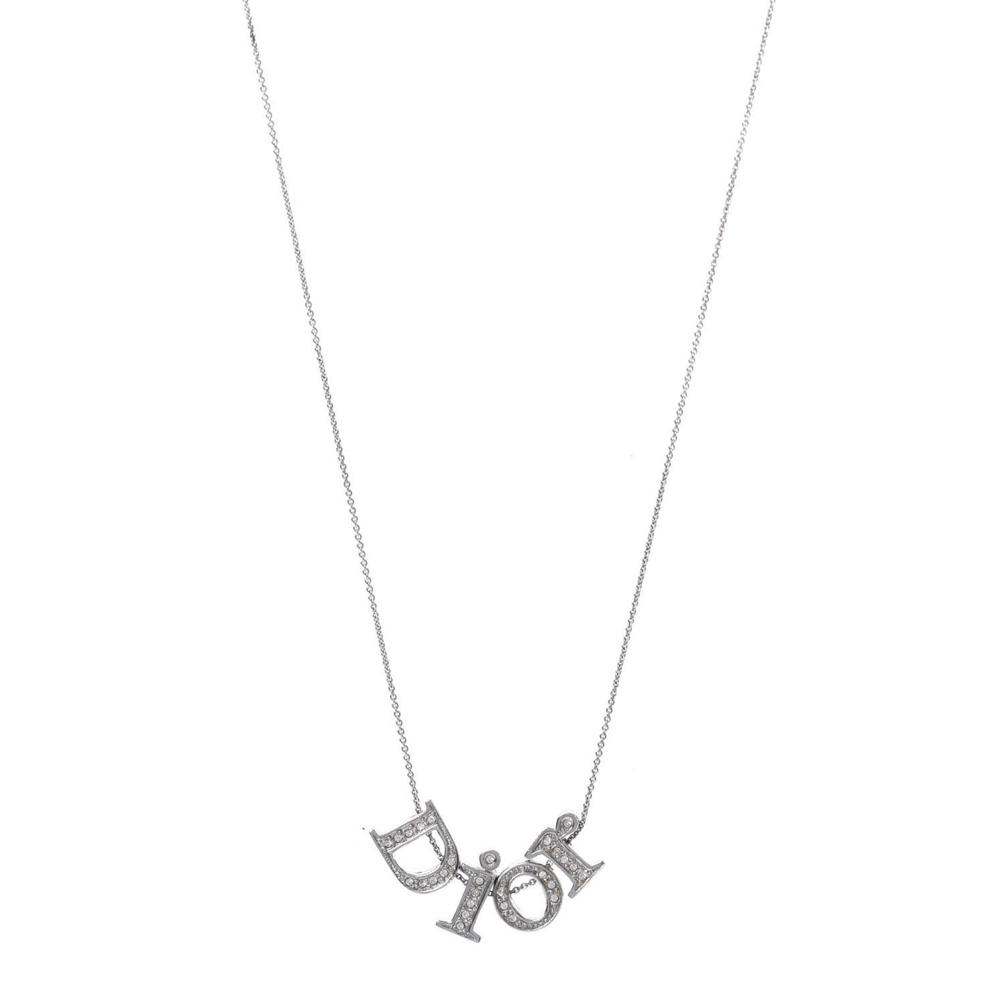 Crystal Logo Necklace Silver