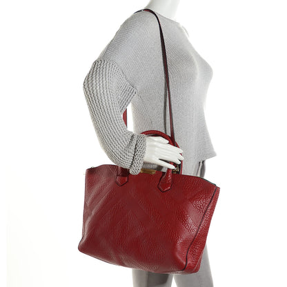 Burberry Heritage Grain Check Embossed Medium Dewsbury Tote Military Red 2 of 12