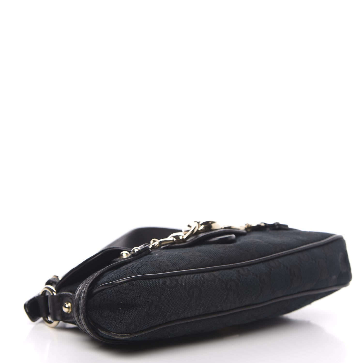Gucci Monogram Horsebit Chain Flap Shoulder Bag Black 4 of 12