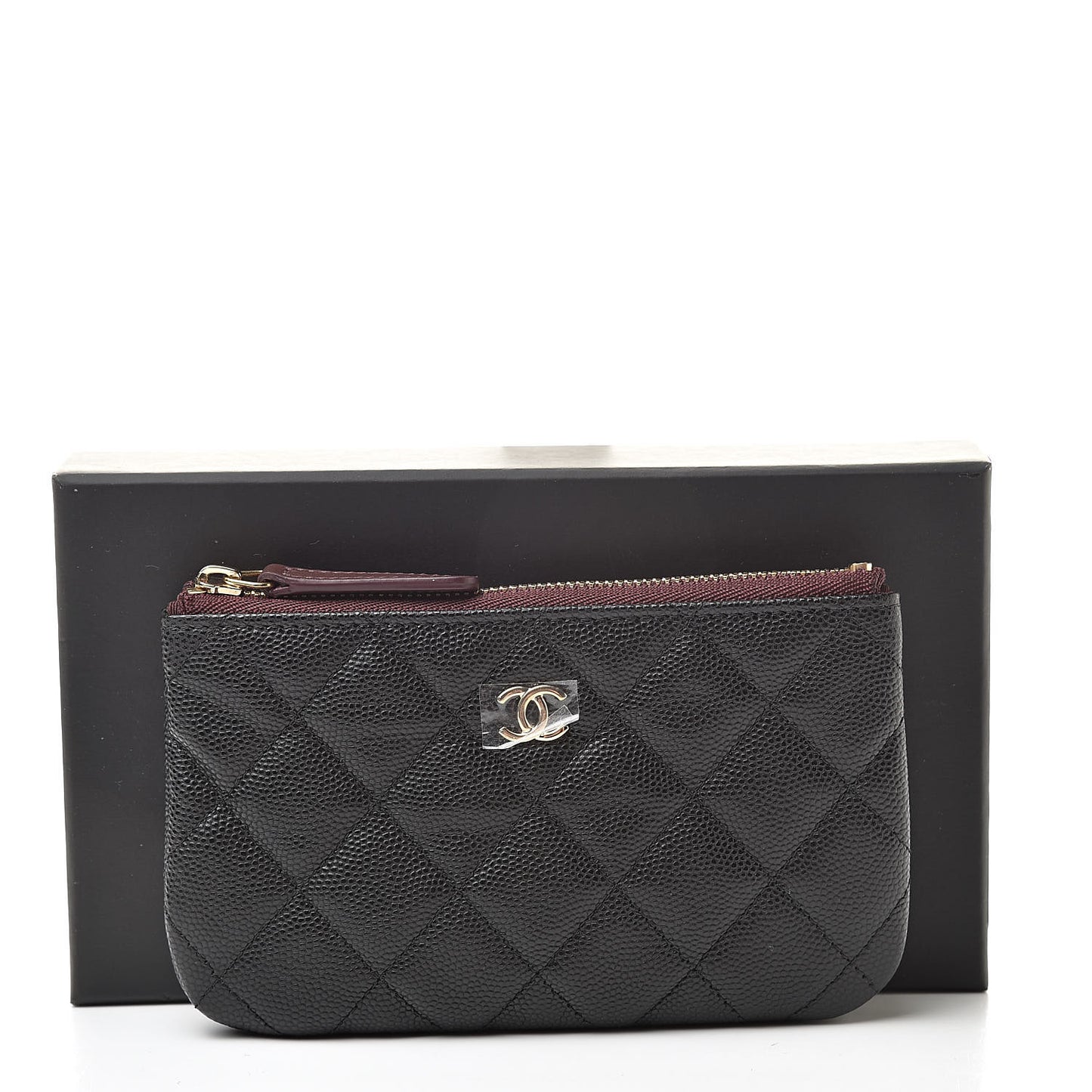 Caviar Quilted Small Cosmetic Case Black
