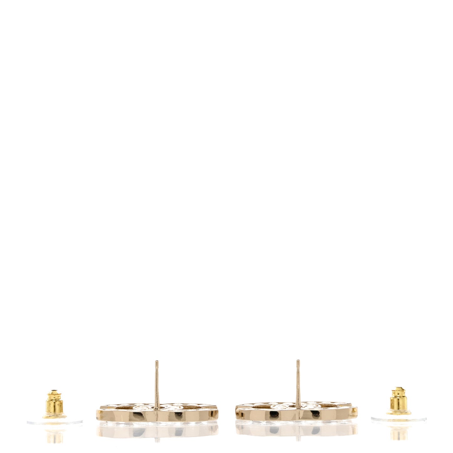 Metal Crystal Large CC Earrings Light Gold