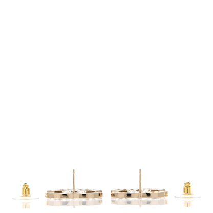 Chanel Metal Crystal Large CC Earrings Light Gold 3 of 5