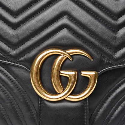 Gucci Calfskin Matelasse Large GG Marmont Shoulder Bag Black 15 of 17