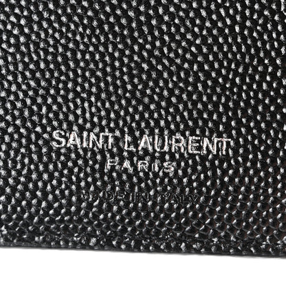 Saint Laurent Grain De Poudre Matelasse Chevron Monogram Zipped Card Case Black 6 of 7