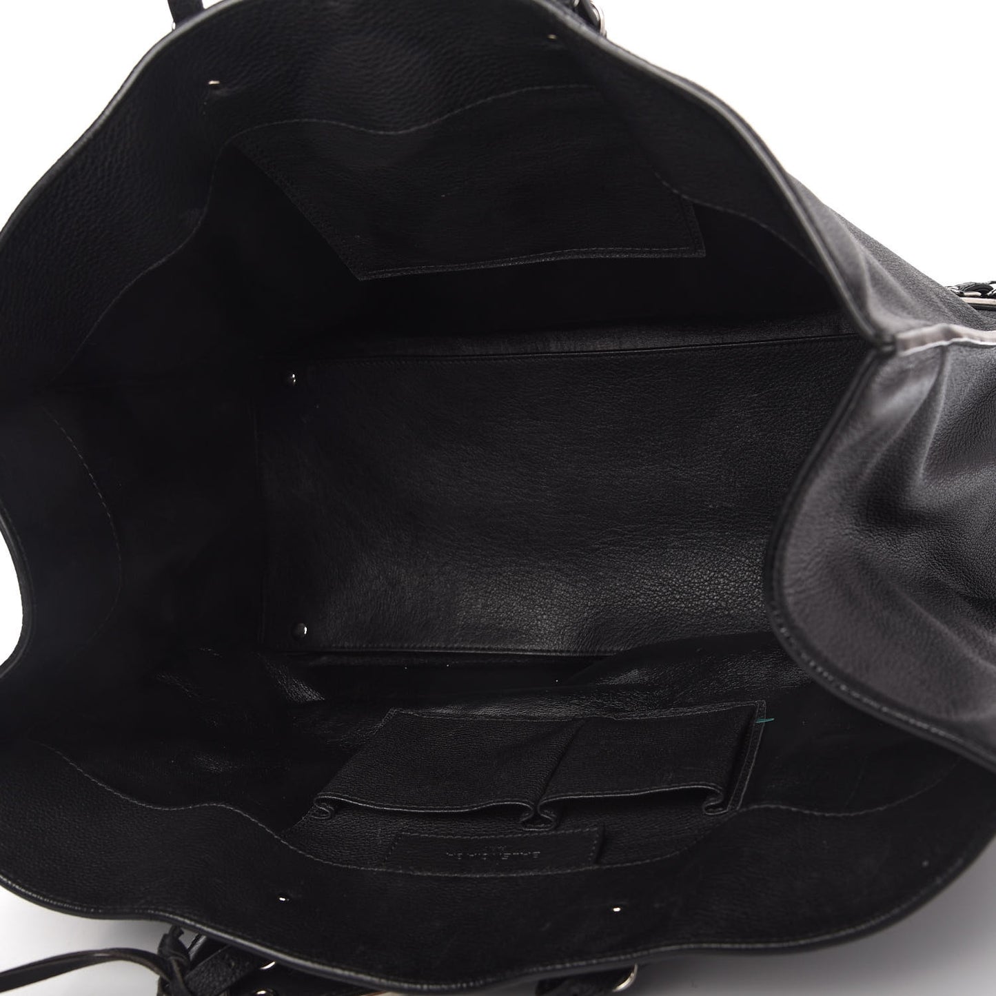 Grained Calfskin Silver Metallic Edge Hardware Papier A4 Tote Black