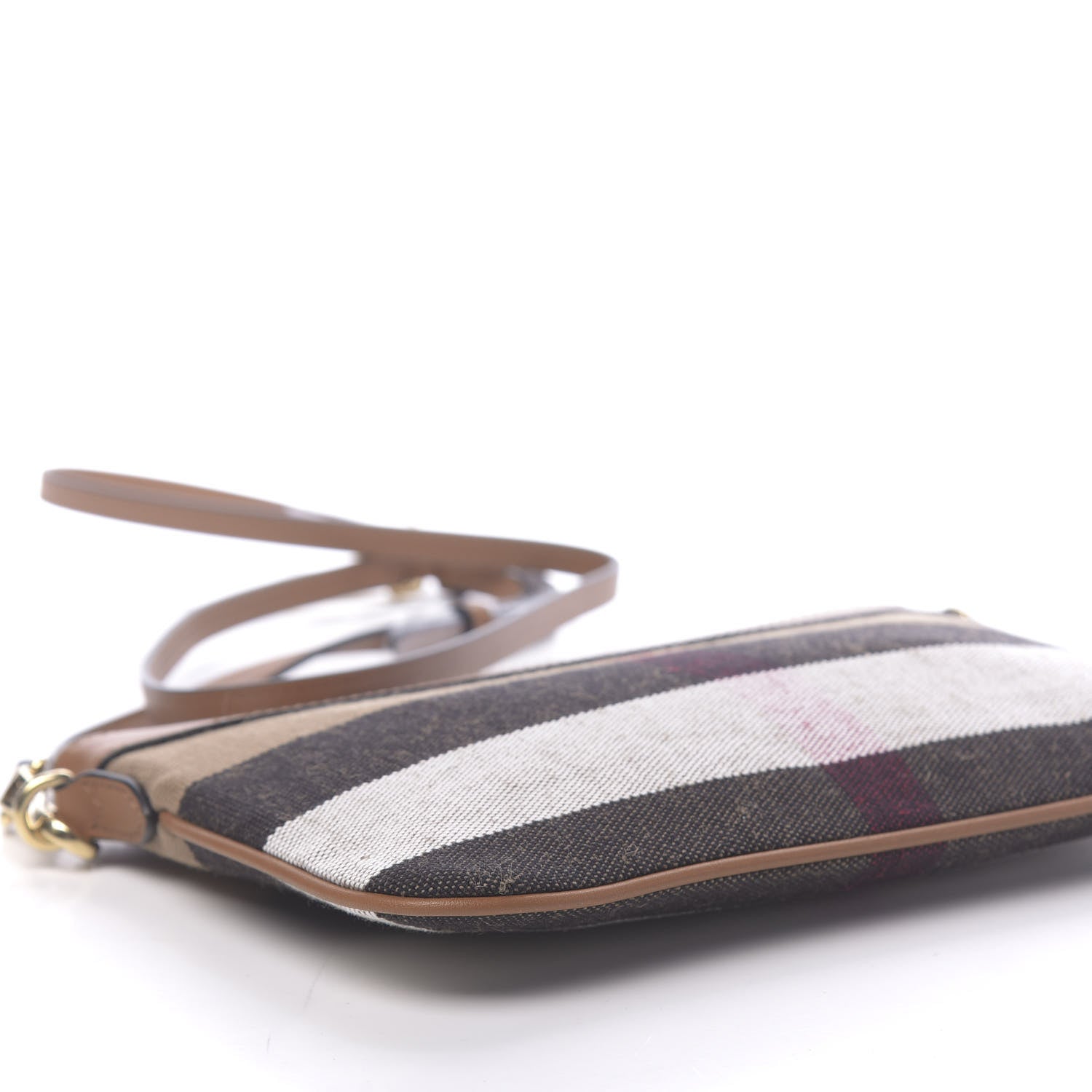 Burberry Mega Check Peyton Crossbody Clutch Bag Tan 9 of 11