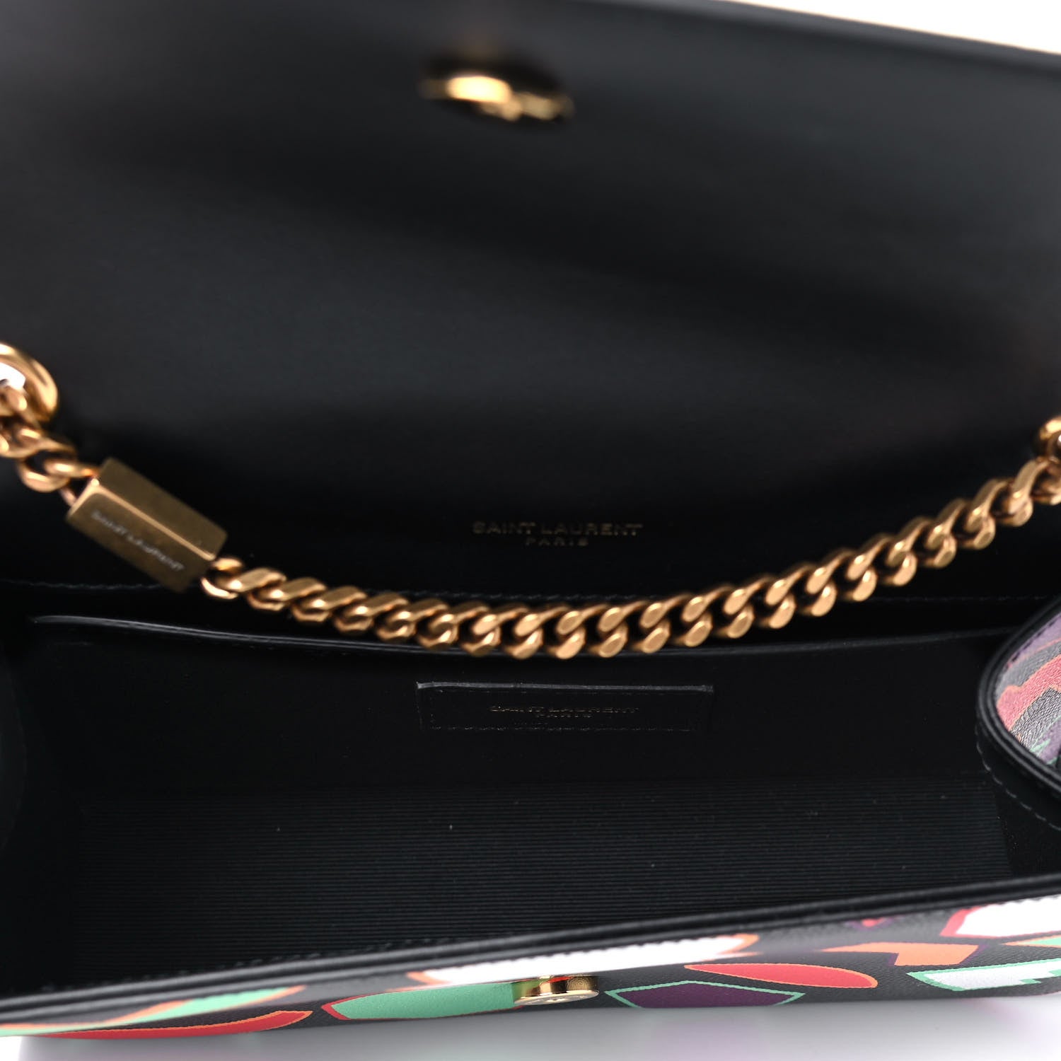Saint Laurent Grain De Poudre Small Monogram Shapes Print Kate Satchel Black 4 of 4
