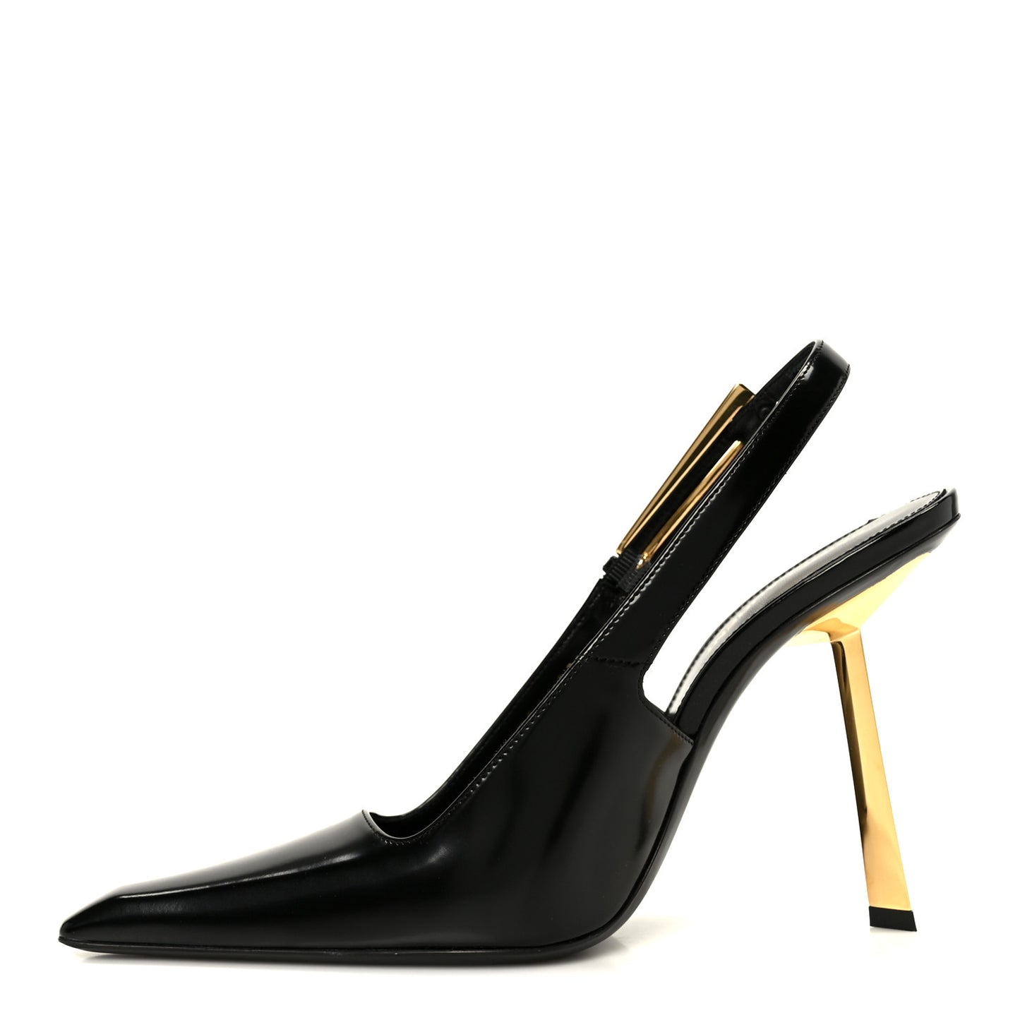 Glazed Calfskin Lee Slingback Pumps 38.5 Black