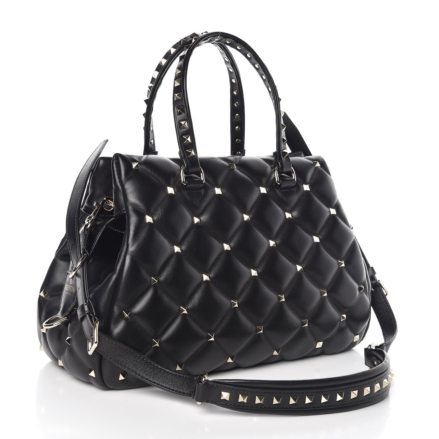 Valentino Garavani Nappa Candystud Double Handle Shoulder Bag Black 3 of 8