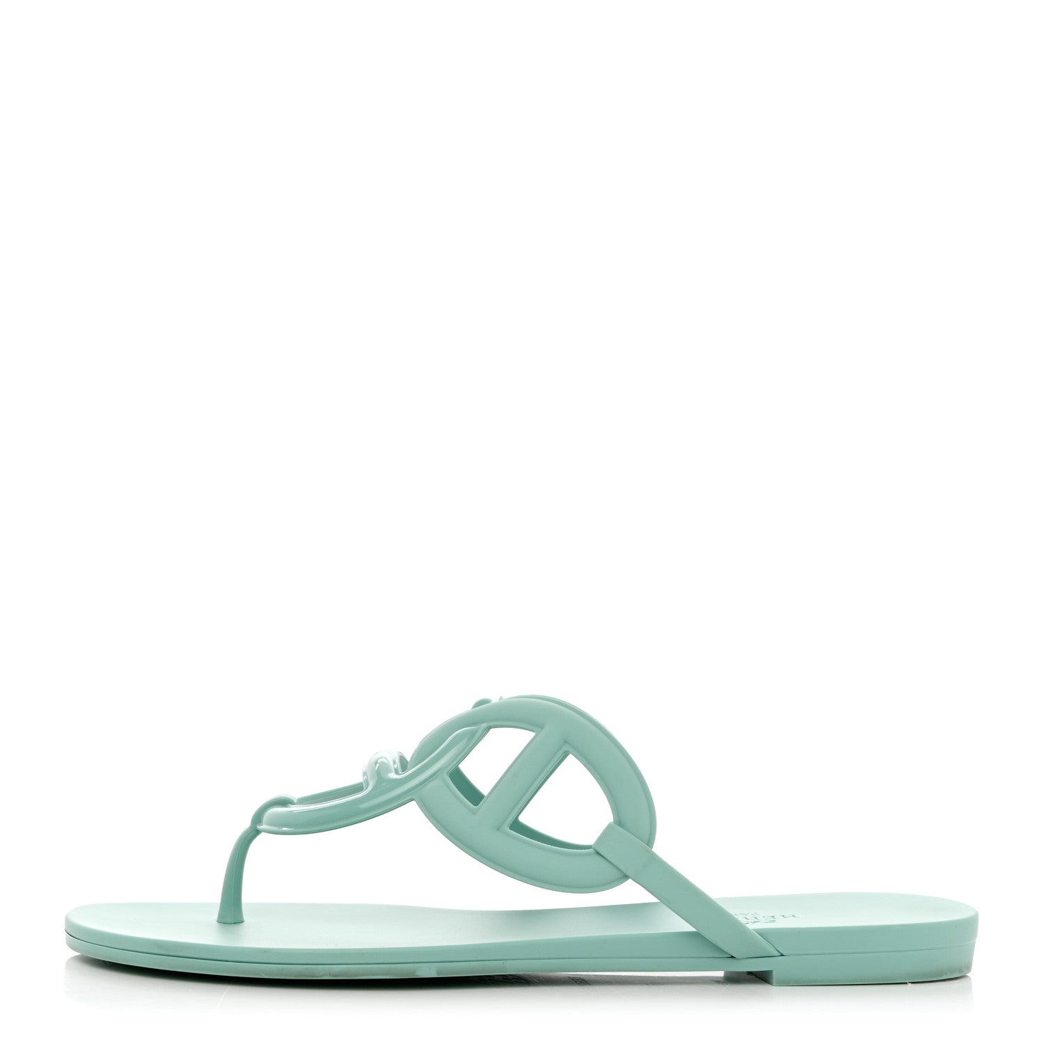 Hermes Rubber Womens Egerie Sandals 37 Vert Embrun 1 of 9