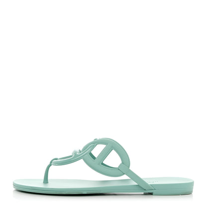 Hermes Rubber Womens Egerie Sandals 37 Vert Embrun 1 of 9