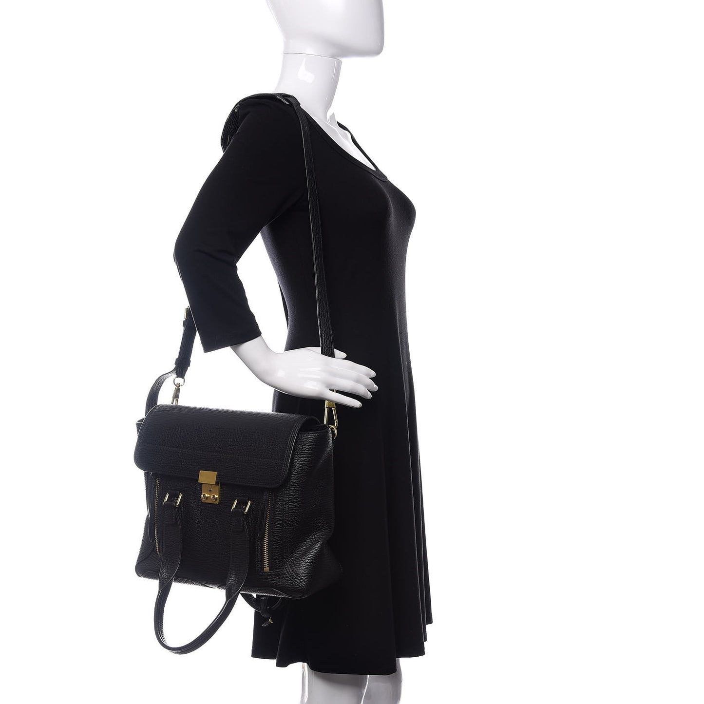 3.1 Textured Calfskin Medium Pashli Satchel Black