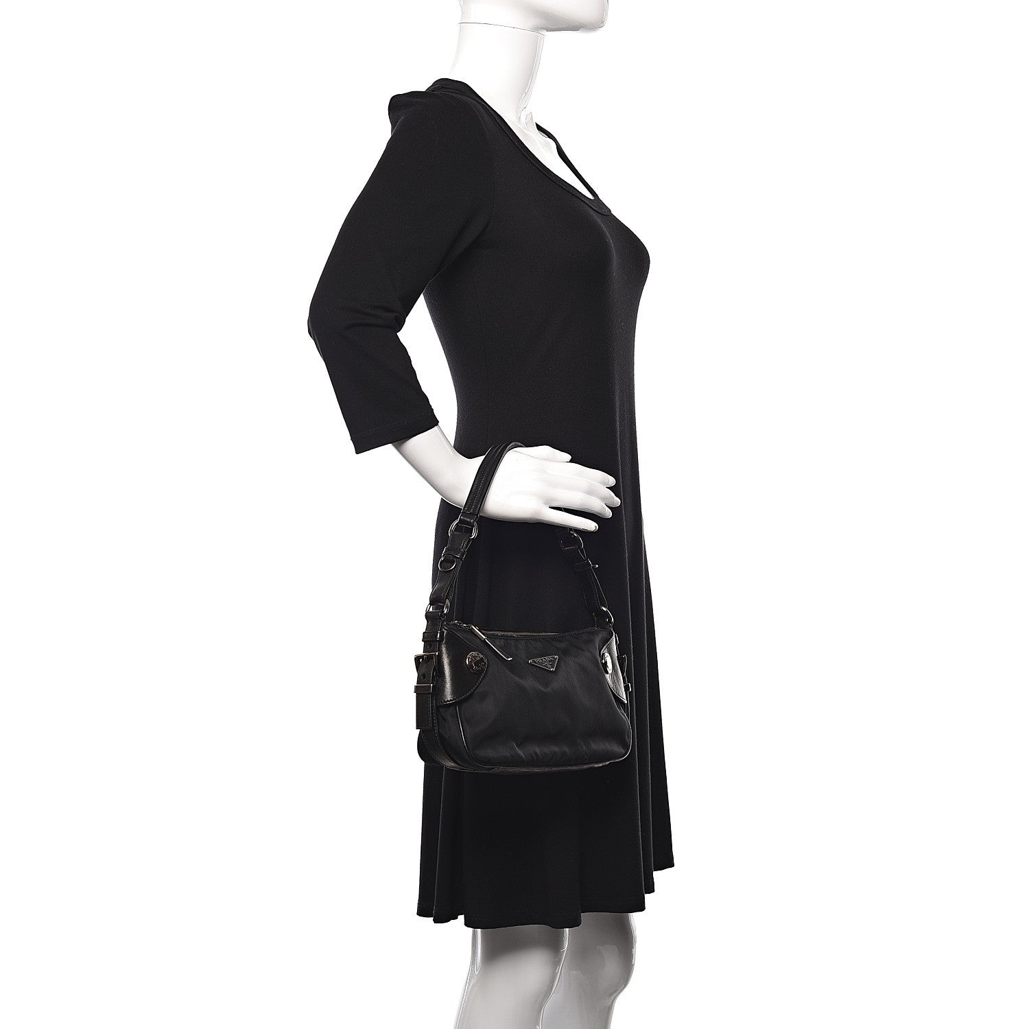 Prada Tessuto Nylon Nappa Shoulder Bag Black 2 of 9