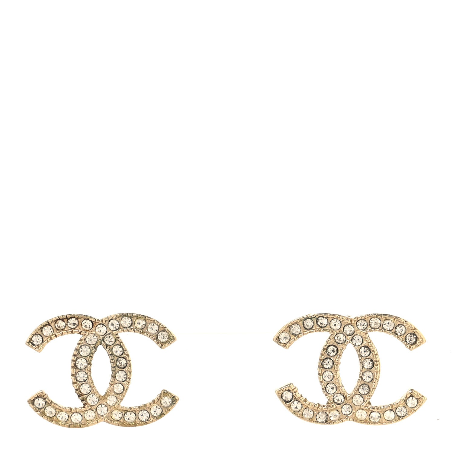 Chanel Crystal CC Earrings Gold 1 of 4