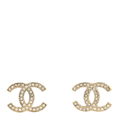 Chanel Crystal CC Earrings Gold 1 of 4