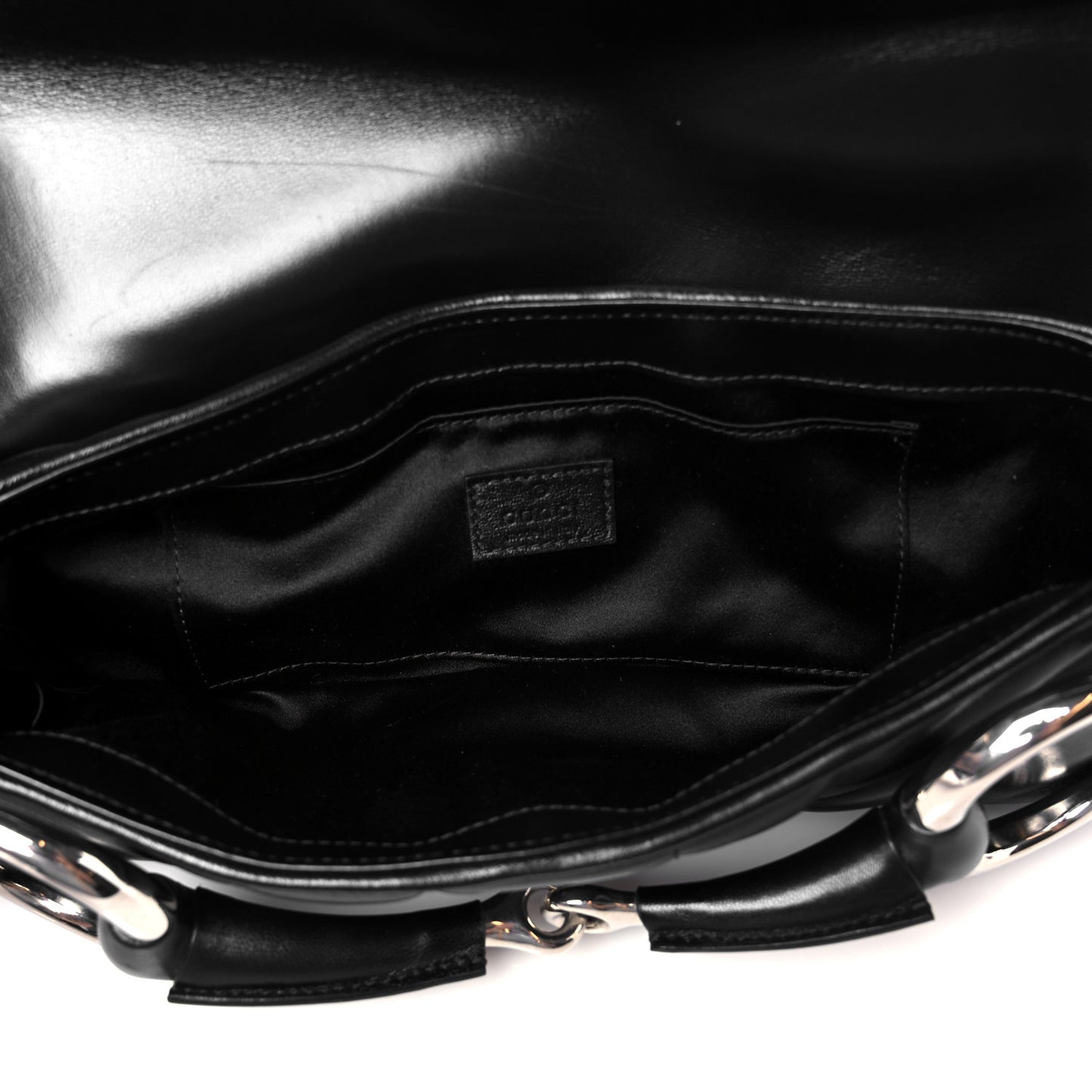 Nappa Vertical Matelasse Medium Maxi Horsebit Chain Shoulder Bag Black