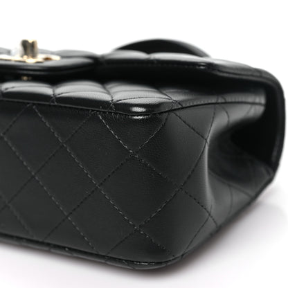 Chanel Lambskin Quilted Mini Top Handle Rectangular Flap Black 10 of 11