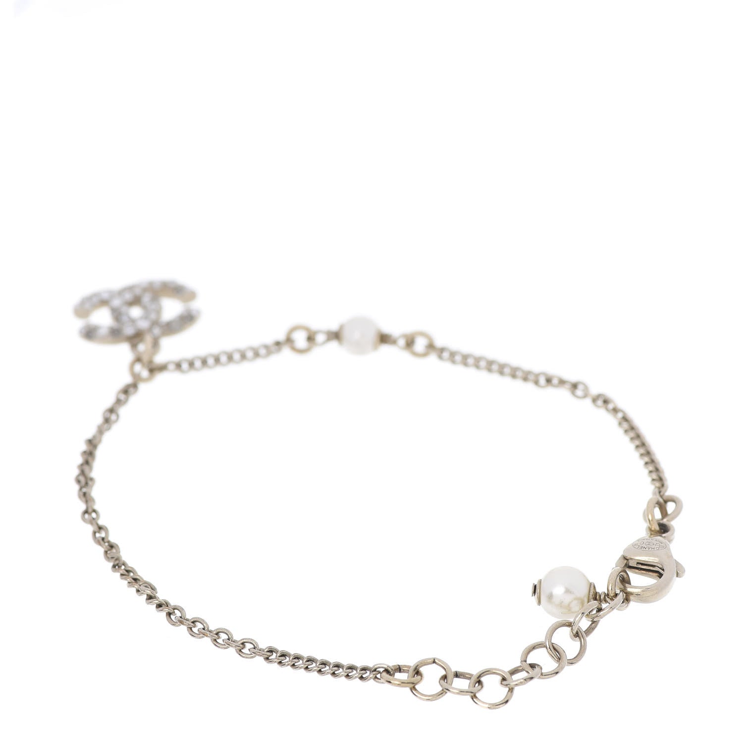 Chanel Pearl Crystal CC Bracelet Gold 3 of 5