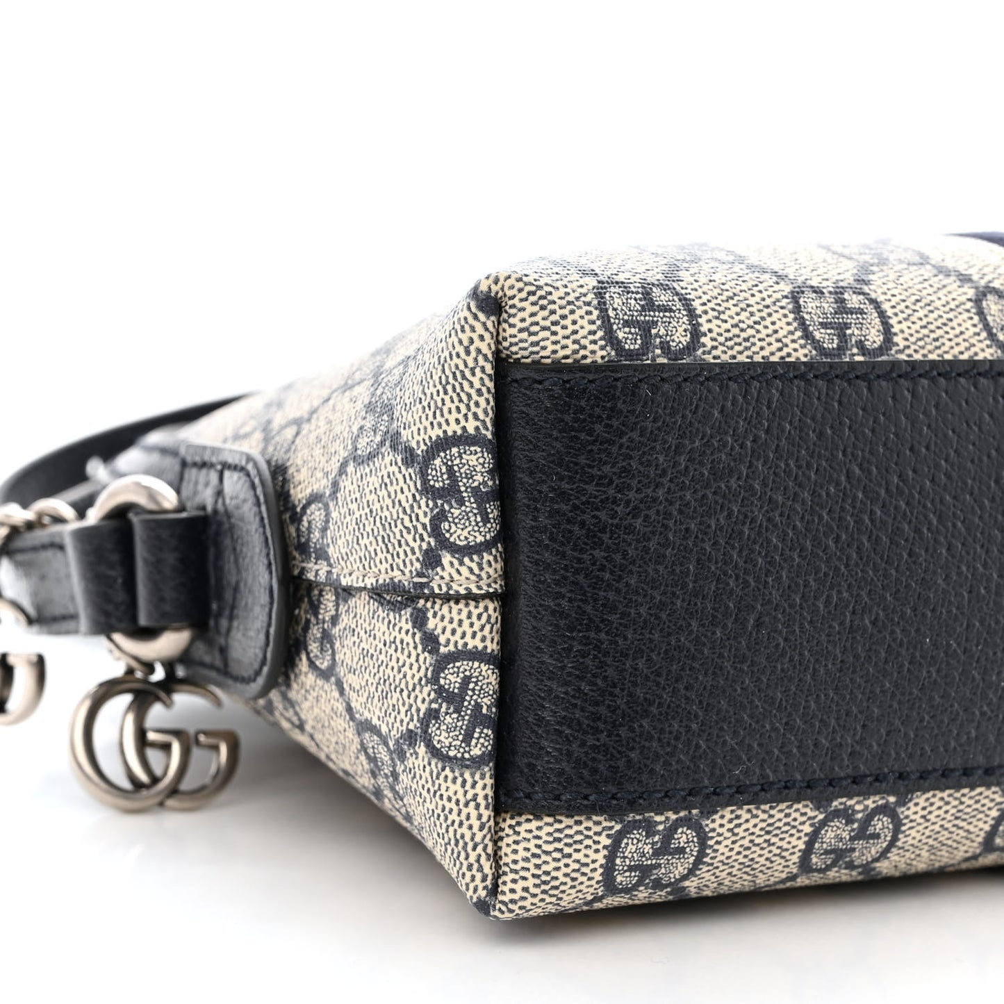 GG Supreme Monogram Textured Dollar Calfskin Web Small Ophidia Dome Shoulder Bag Beige Blue