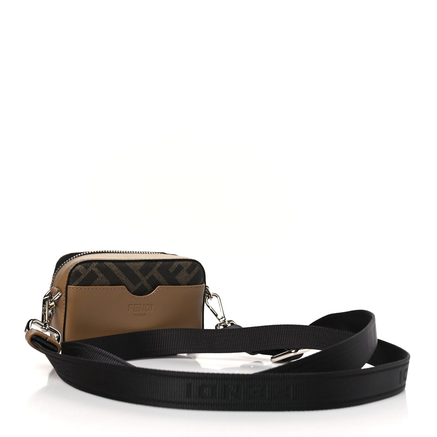 Glazed Fabric Vitello Cover FF 1974 Diagonal Bi-Color Mini Camera Case Tobacco Moro Sand Black