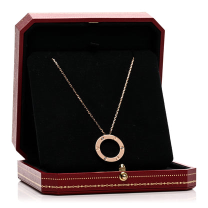 Cartier 18K Pink Gold 3 Diamonds LOVE Pendant Necklace 6 of 6