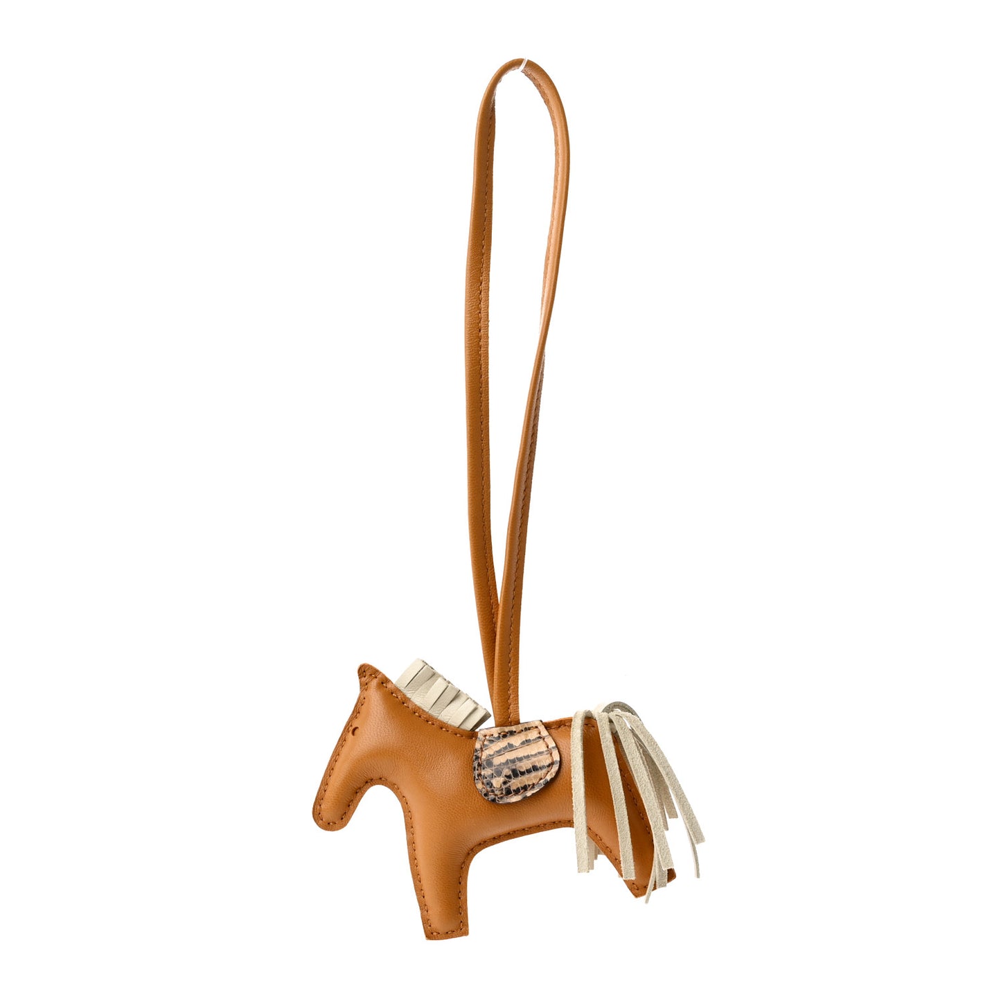 Milo Lambskin Lizard Touch Grigri Rodeo Horse Bag Charm PM Sesame Craie Desert