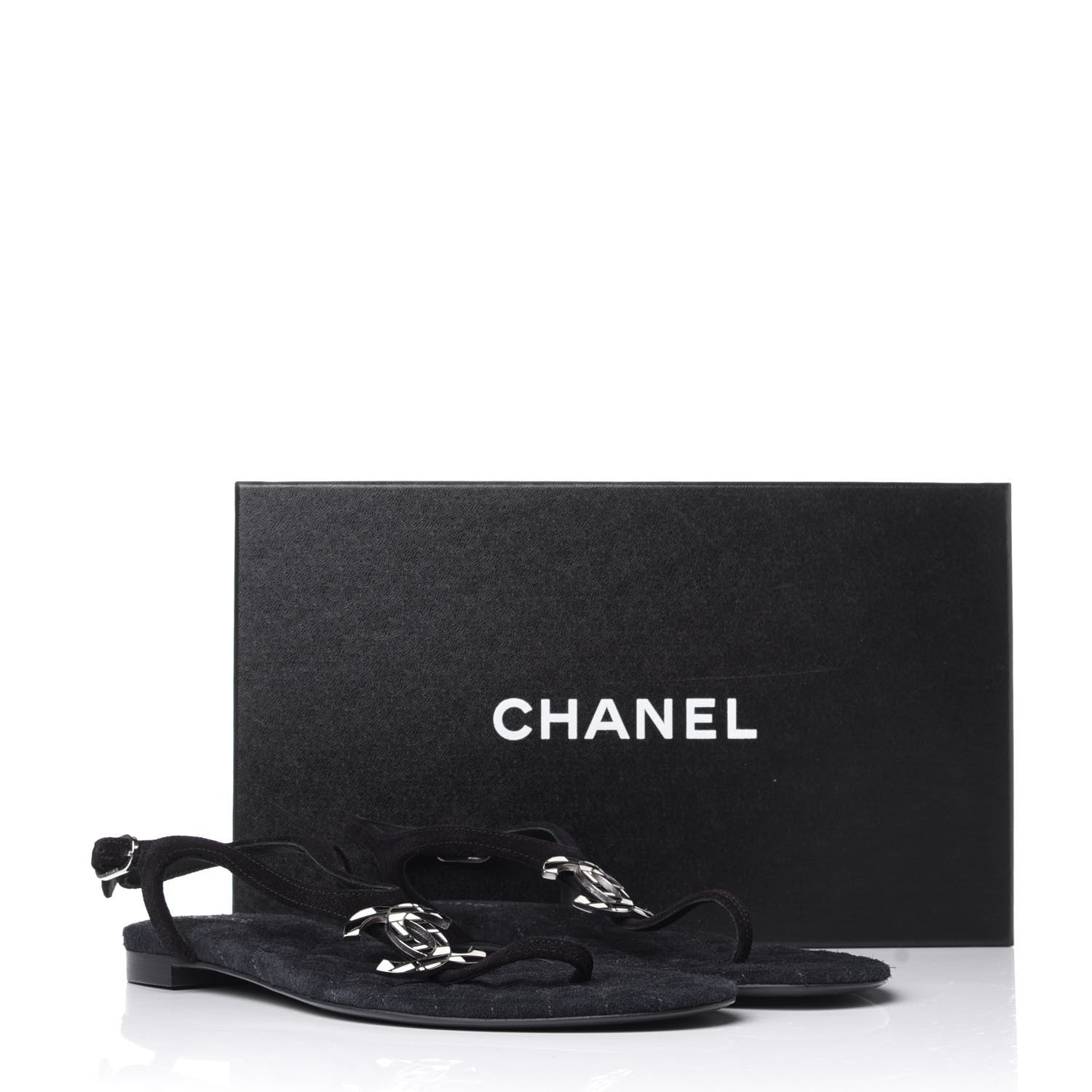 Chanel Suede Goatskin CC Thong Sandals 36 Navy 10 of 10