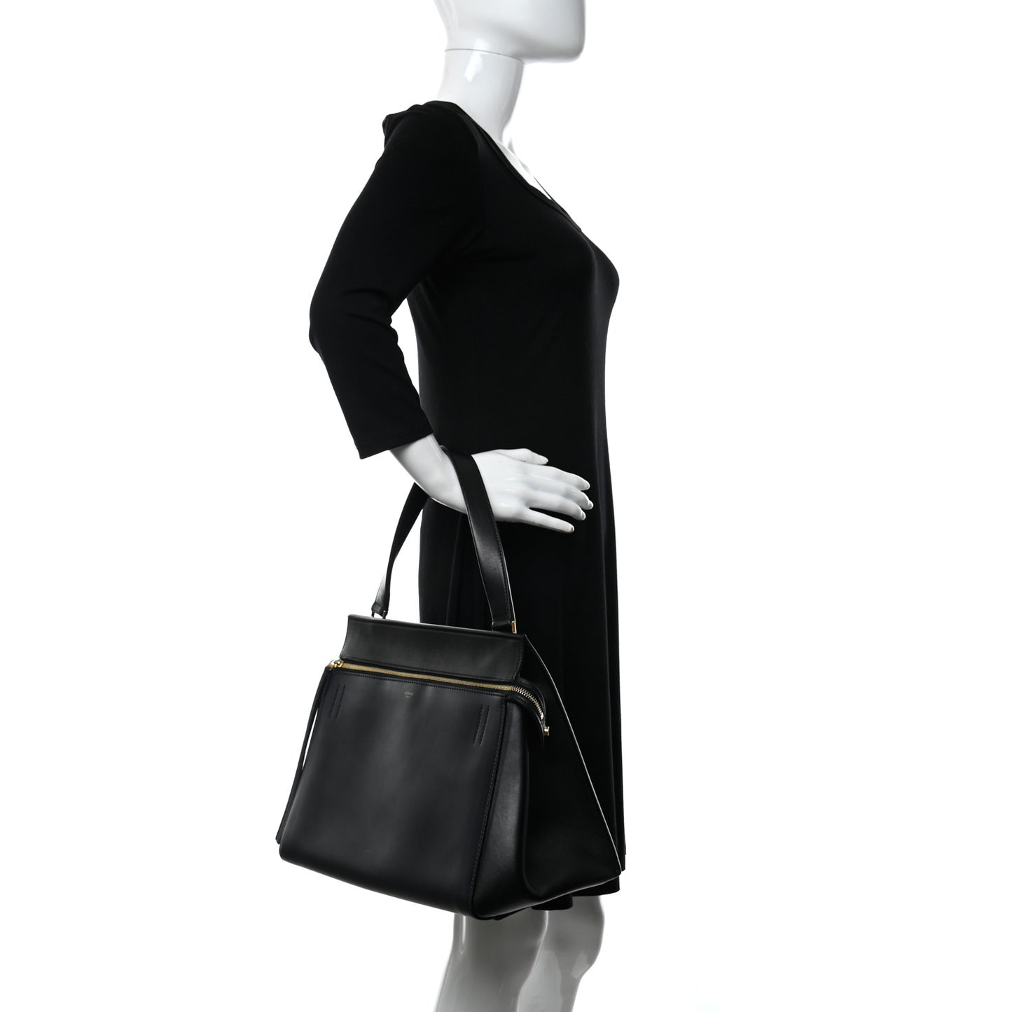 Supple Calfskin Large Edge Shoulder Bag Navy Black