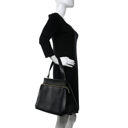 Celine Supple Calfskin Large Edge Shoulder Bag Navy Black 2 of 9