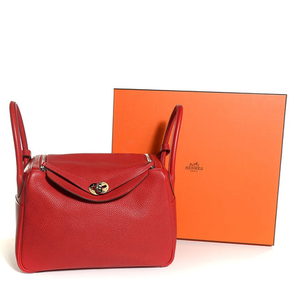 Hermes Taurillon Clemence Lindy 30 Rouge Casaque 7 of 15