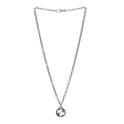 Gucci Sterling Silver Small Textured Interlocking G Pendant Necklace 3 of 7