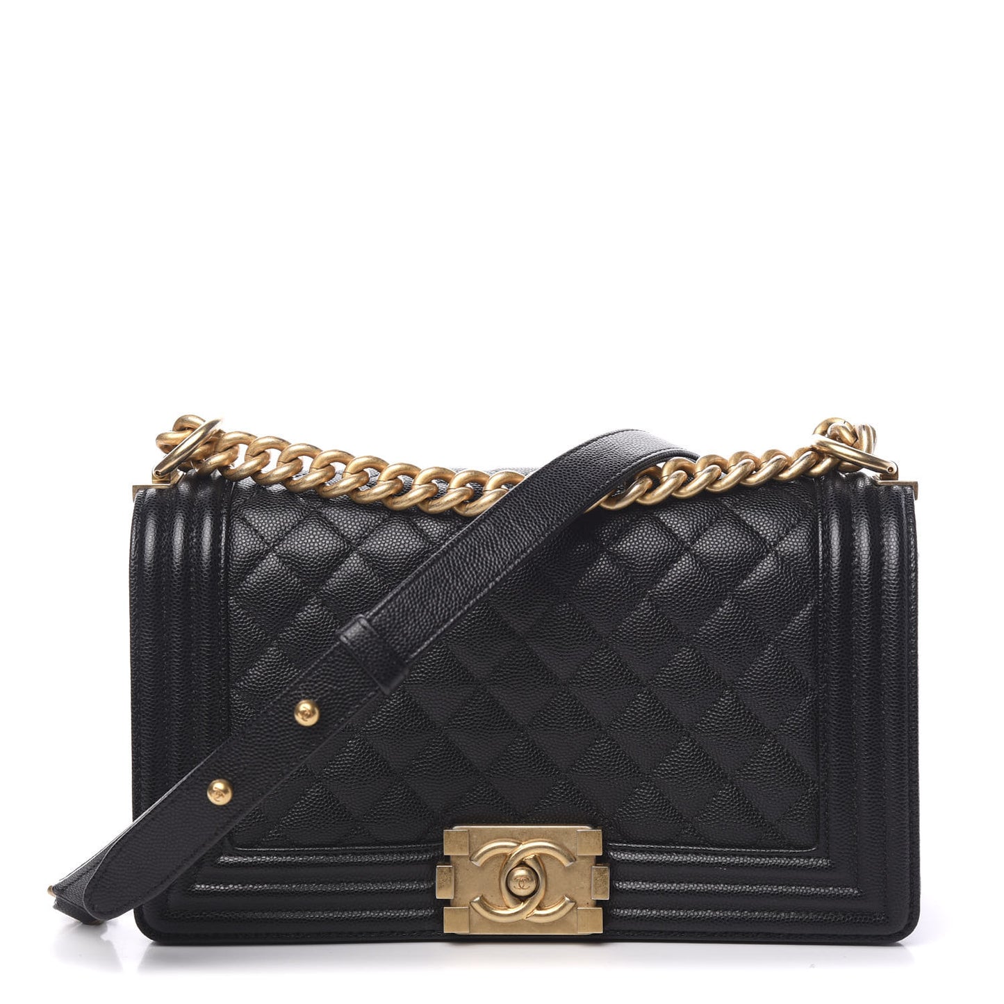 Caviar Quilted Medium Boy Flap Black