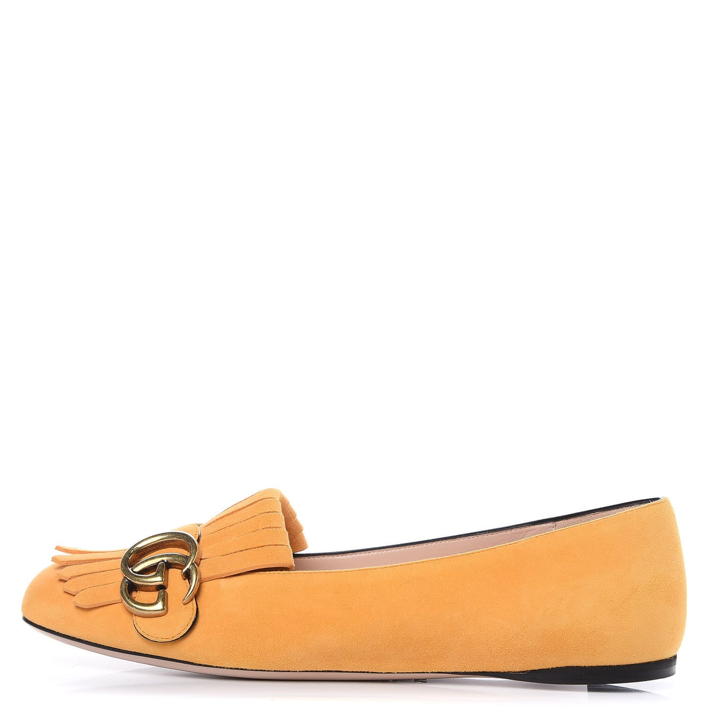 Kid Scamosciato GG Marmont Fringe Flats 37.5 Crystal Copper