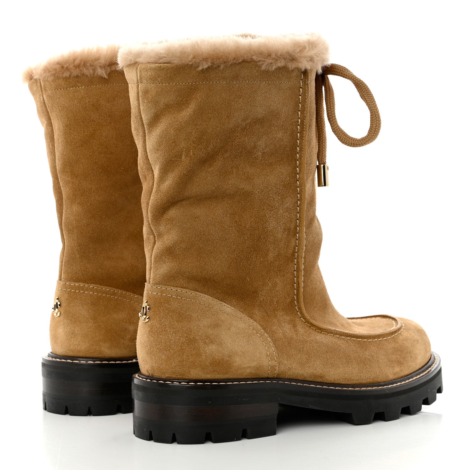 Jimmy Choo Suede Shearling Buffy Boots 37.5 Honey 4 of 7