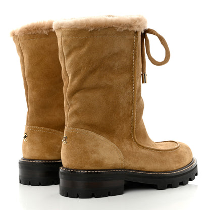 Jimmy Choo Suede Shearling Buffy Boots 37.5 Honey 4 of 7