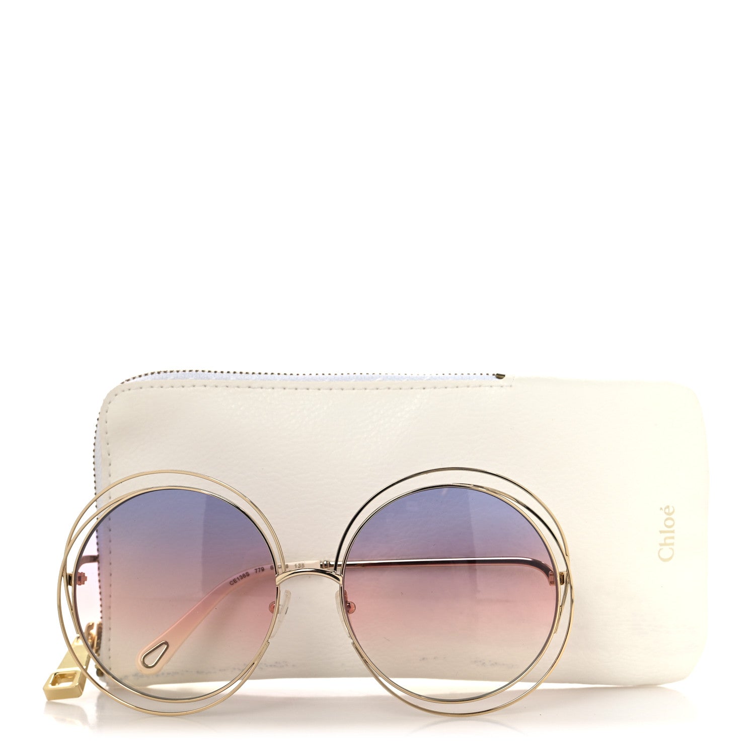 Chloe Oversize Round Sunglasses CE136S Gold Pink 7 of 7