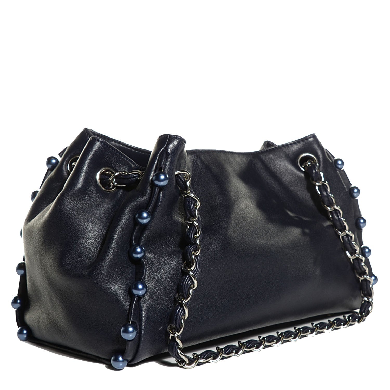 Chanel Lambskin Pearl Obsession Tote Navy 3 of 7