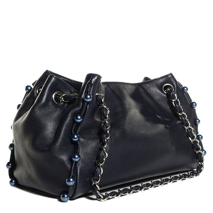 Chanel Lambskin Pearl Obsession Tote Navy 3 of 7